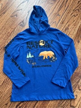 Old Navy Royal Blue Hooded Graphic Long Sleeve Tee Size L 10/12